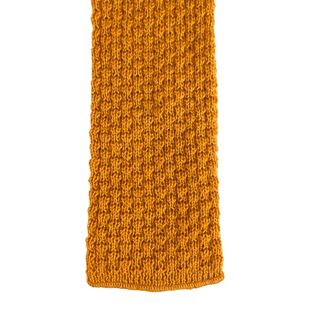 VTG Eagle Shirtmakers Wool Knit Tie Mens Orange Gold Square End Retro 51.5x3